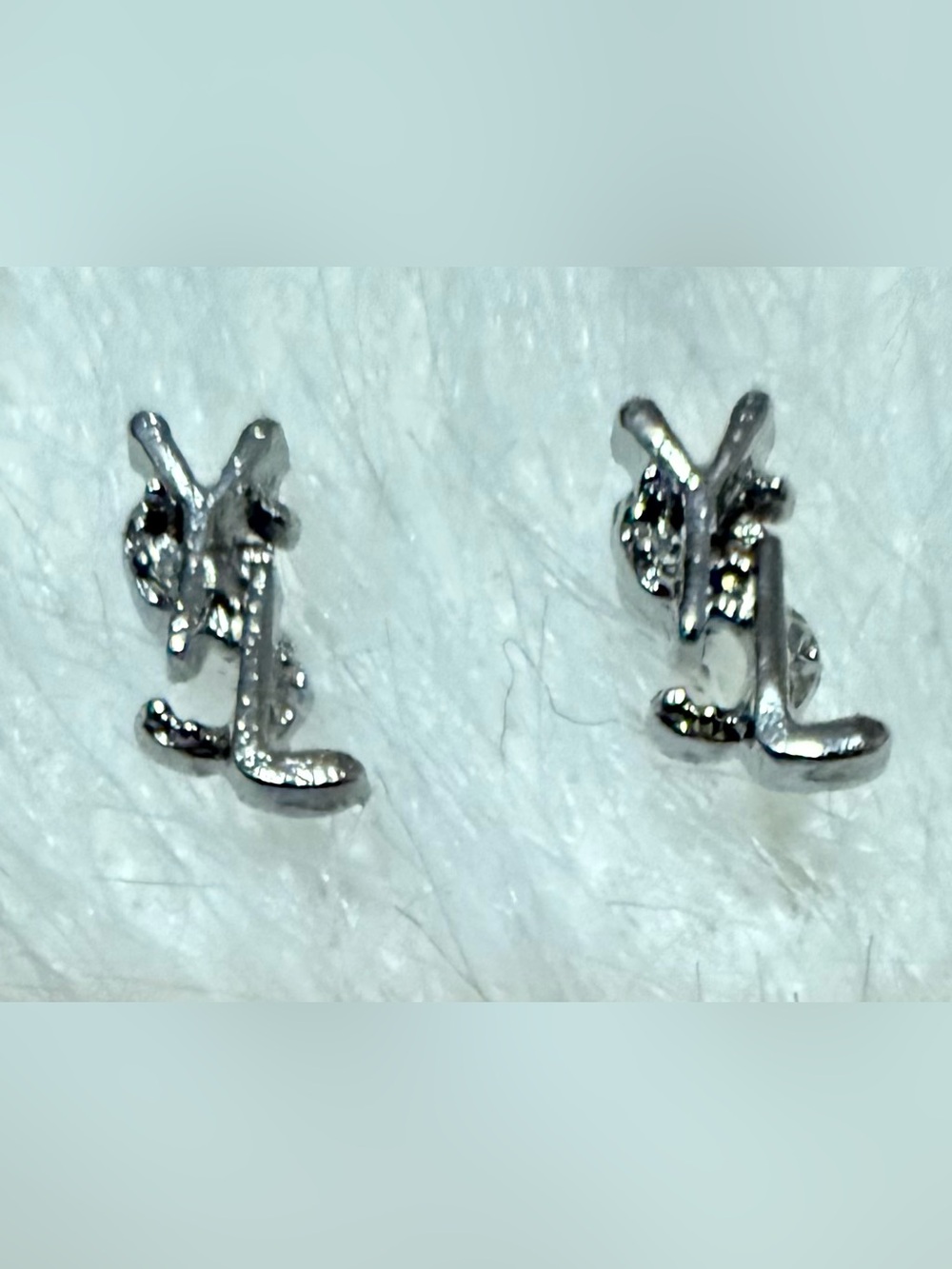 Silver-Tone Initial YSL MINI-Stud Earrings